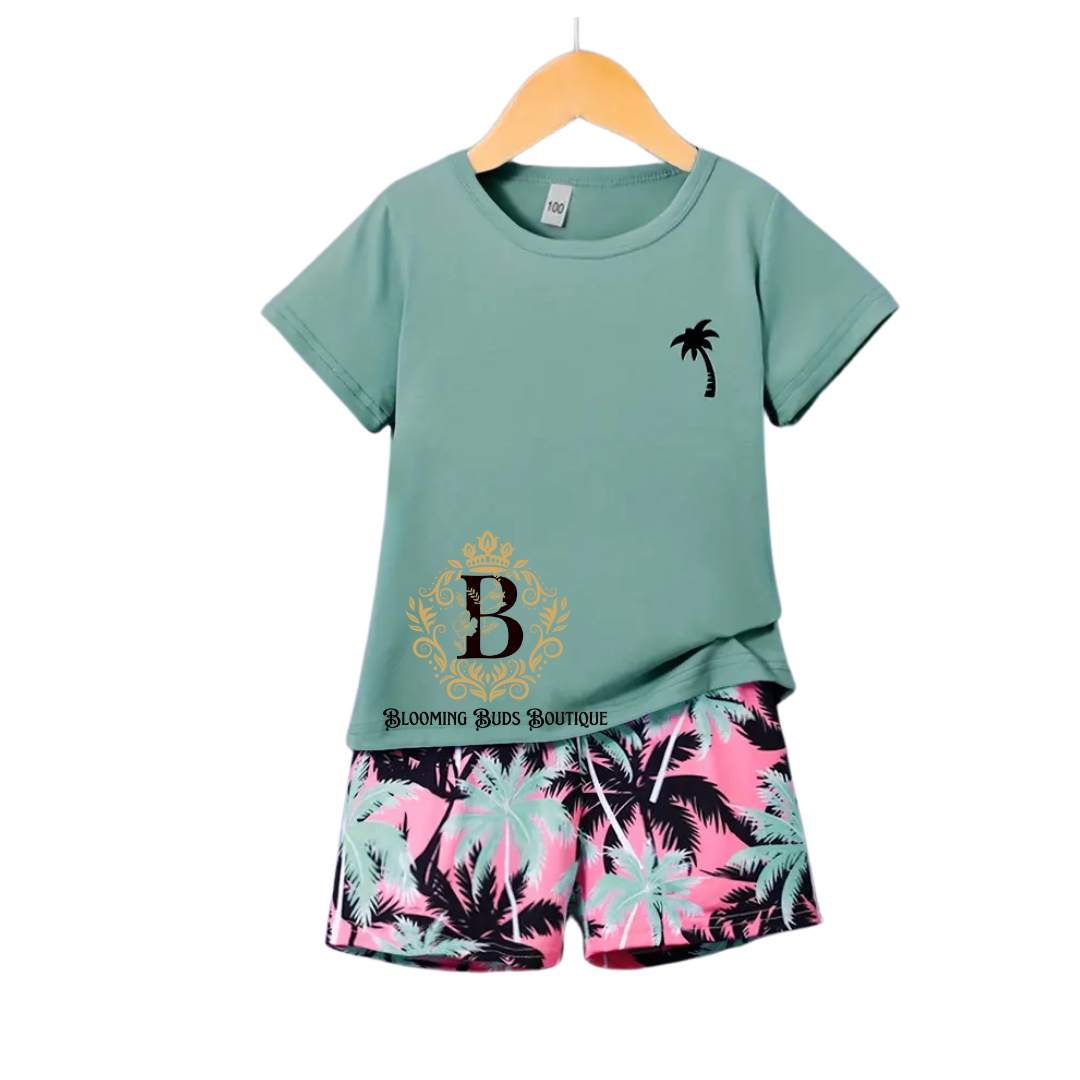 Boy's Casual Palm 2PC Set