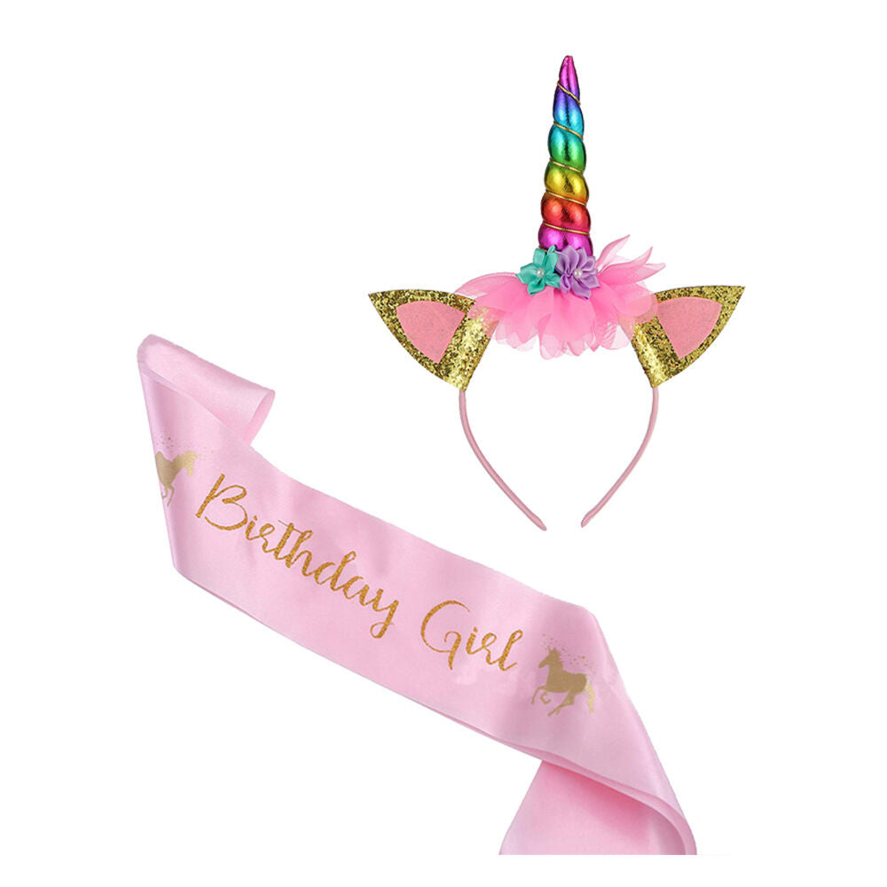Unicorn Birthday Headband & Sash