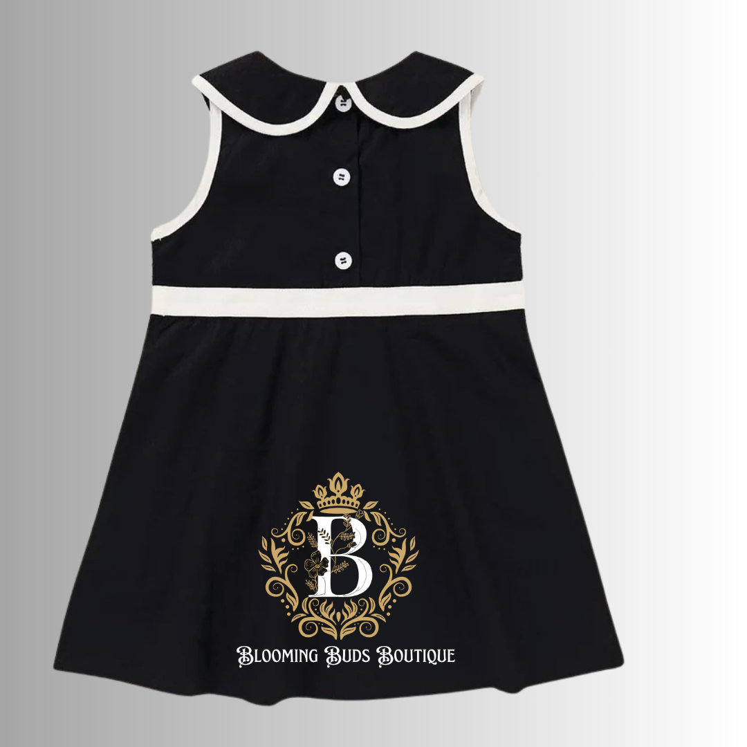 Baby Girl Black & White Doll Collar Dress