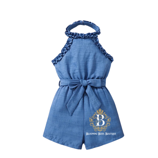 Chic Denim Halter Romper