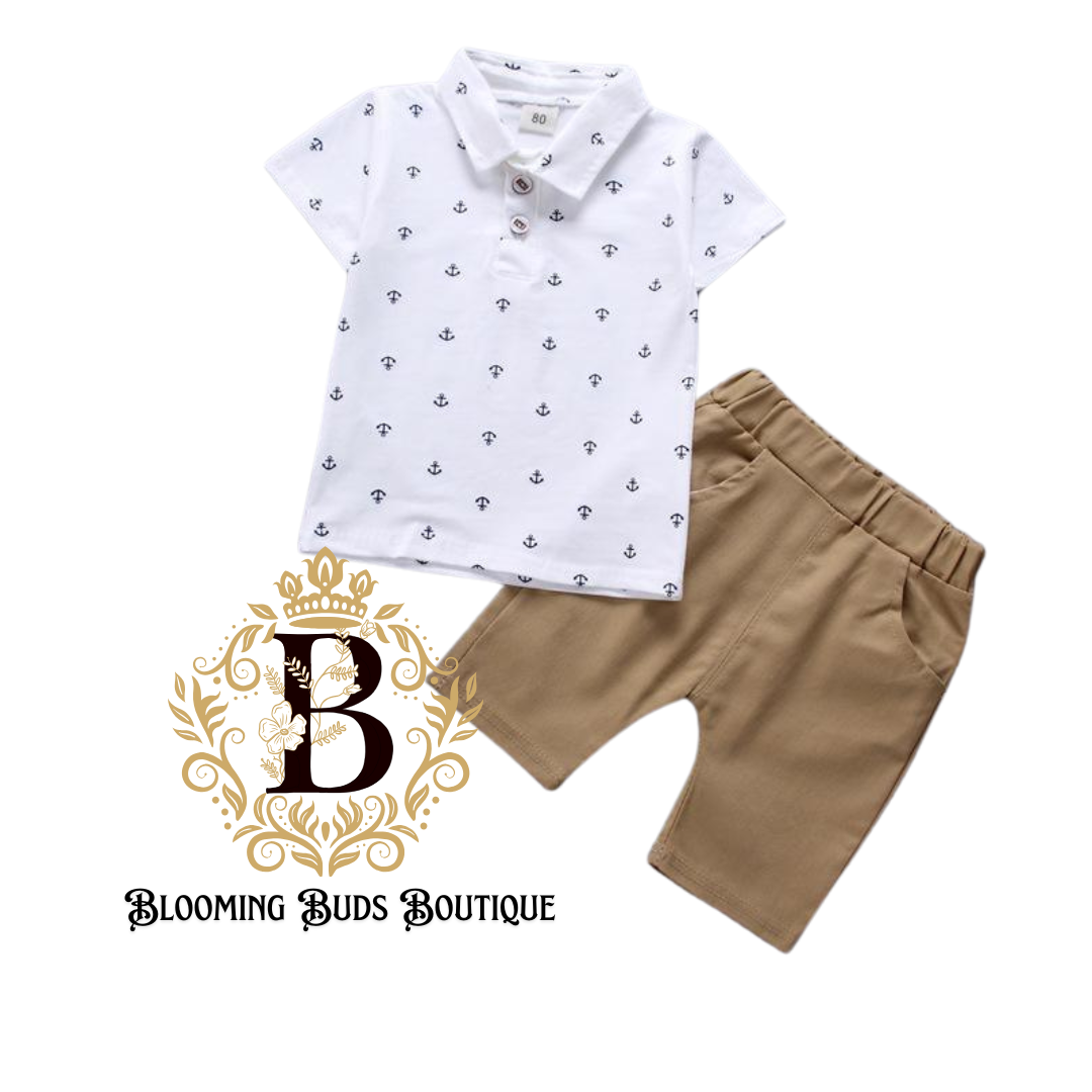 Boys 2pcs Polka Dot Pattern Summer Set