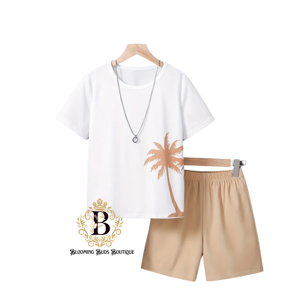 Big Boy's Palm Tree Short Set