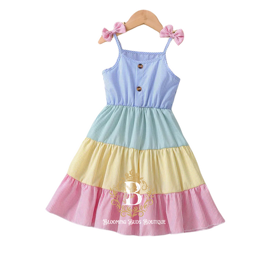 Charming Girl's Dress Spaghetti Strap Bow