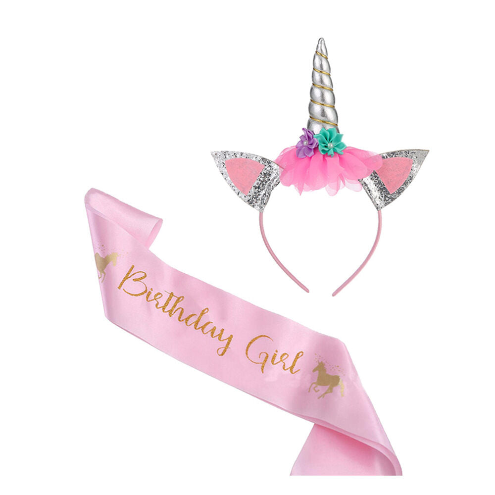 Unicorn Birthday Headband & Sash