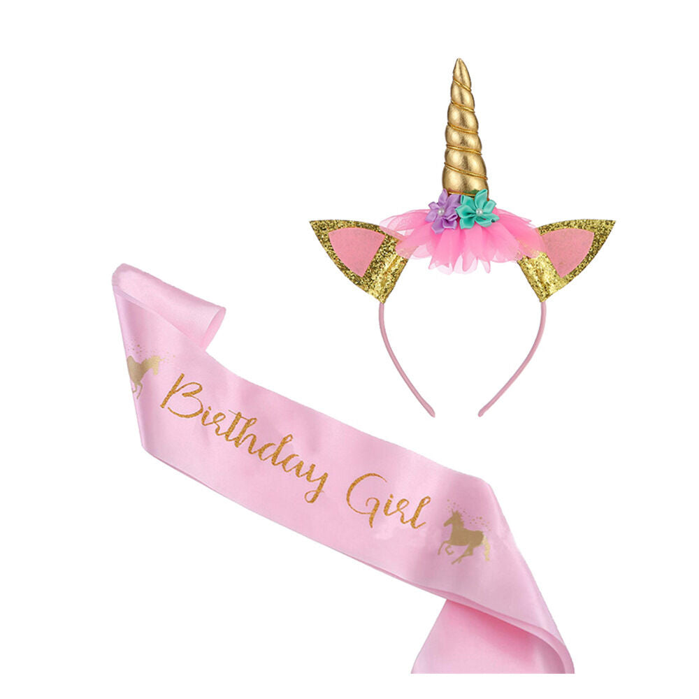 Unicorn Birthday Headband & Sash