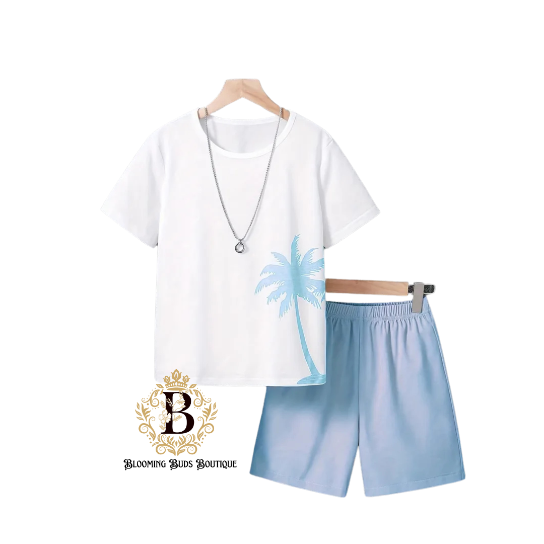 Big Boy's Palm Tree Short Set