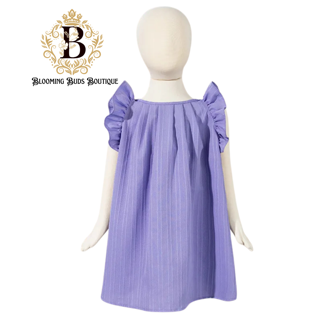 Princess Butterfly Sleeve Solid Color Dress