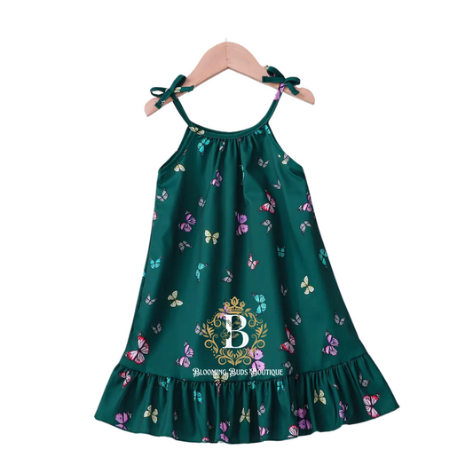Butterfly Print Bow Tie Dress