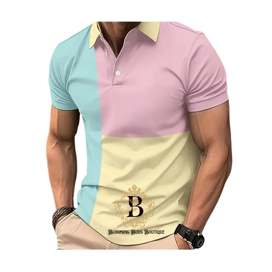 Pastel Digital Print Golf Shirt