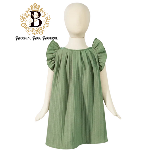 Princess Butterfly Sleeve Solid Color Dress