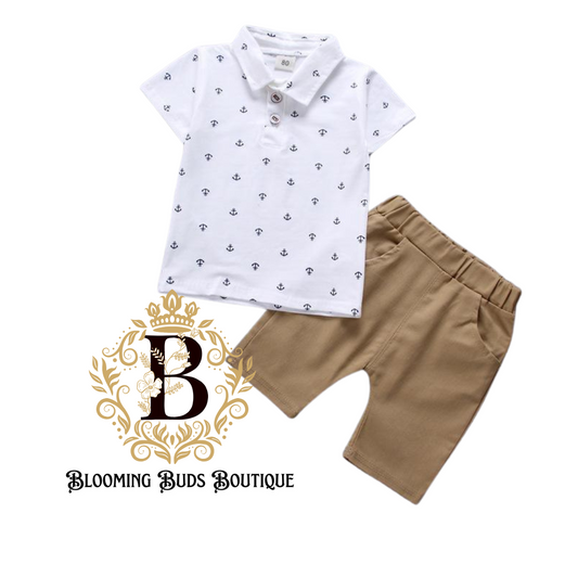 Boys 2pcs Polka Dot Pattern Summer Set